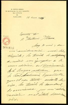 Carta de Gabriel María Vergara, catedrático de Historia y Geografía del Instituto de Guadalajara,...