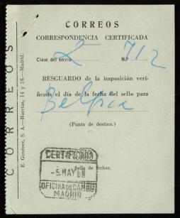 Resguardo de correo certificado para Bélgica