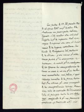 Carta de Manuel Valbuena a Francisco Antonio González con la que le remite el diccionario manual ...