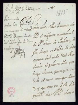 Carta del marqués [de Villena] a Lope [Hurtado] de Mendoza con la que remite un memorial de Juan ...