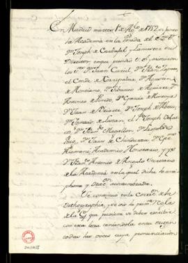 Acuerdos de 1 de agosto de 1752