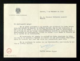 Carta de Carlos Robles Piquer, director general de Información, a Melchor Fernández Almagro en la...