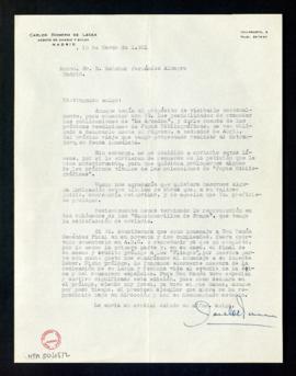 Carta de Carlos Romero de Lecea a Melchor Fernández Almagro en la que le pide que prologue alguno...