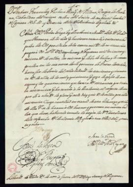 Orden del marqués de Villena del libramiento a favor de Diego Suárez de Figueroa de 1230 reales d...