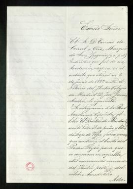 Carta de Pedro de Oña y Luis Silvela al director, el marqués de Molins, en la que transcribe una ...
