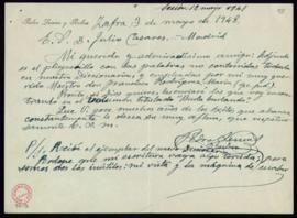 Carta de Pedro Lemus a Julio Casares con la que le remite una nueva lista de voces empleadas por ...