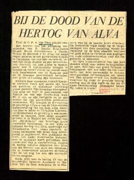 Recorte de prensa de Algemeen Handelsblad con la reproducción de la carta del profesor C. F. A. v...