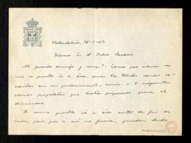 Carta de Narciso Alonso Cortés a Julio Casares para informarle de que le envía varias papeletas p...