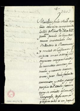 Minuta de la carta [de Francisco Antonio de Angulo] a Ignacio de Higareda en la que le comunica e...