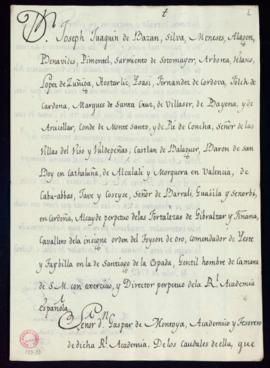 Libramiento de 1100 reales de vellón a favor de Miguel Antonio Tagle, amanuense, y Pedro Arias, p...