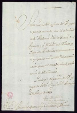 Carta del marqués de Villena [Mercurio Antonio López Pacheco] a Vincencio Squarzafigo en la que i...