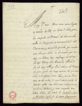 Carta de José Tomás de Urquiza a Juan de Ferreras en la que le da noticias del libro de Manuel de...