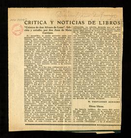 Crónica de don Álvaro de Luna. Edición y estudio, por don Juan de Mata Carriaza