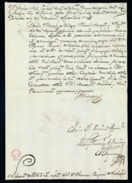 Libramiento de 1875 reales de vellón a favor de Tomás Pascual de Azpeitia