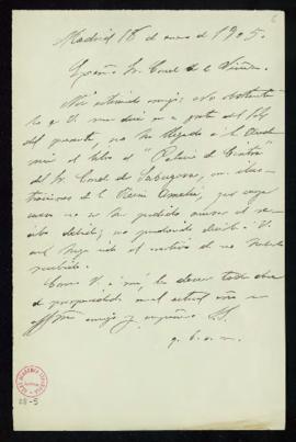 Minuta de la carta al conde de la Viñaza [Cipriano Muñoz y Manzano] en la que se le comunica que ...