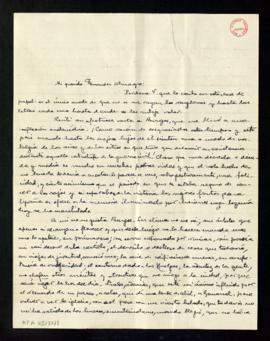 Carta de Manuel González-Hontoria a Melchor Fernández Almagro en la que acusa recibo de su carta ...