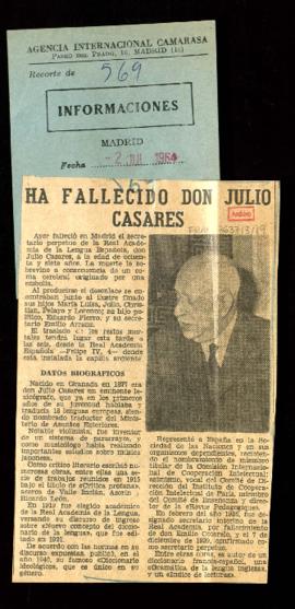 Ha fallecido don Julio Casares