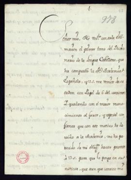 Carta del marqués de Bedmar y Moya a Vincencio Squarzafigo de agradecimiento por el envío del pri...