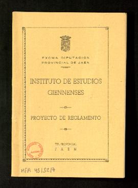 Proyecto de Reglamento del Instituto de Estudios Giennenses