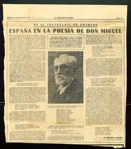 En el centenario de Unamuno. España en la poesía de don Miguel