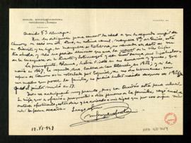 Carta de Manuel González-Hontoria a Melchor Fernández Almagro en la que le dice que ha hecho las ...
