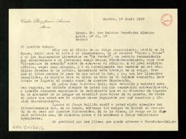 Carta de Carlos Ruiz-Funes Amorós a Melchor Fernández Almagro en la que le recomienda la obra de ...