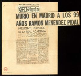 Murió en Madrid a los 99 años Ramón Menéndez Pidal, presidente perpetuo de la Real Academia