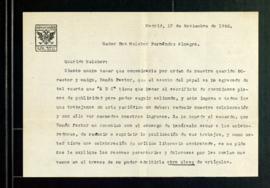 Carta de Luis Calvo a Melchor Fernández Almagro en la que le traslada, por indicación del directo...