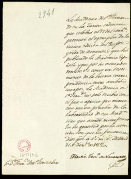 Carta de Martín Fernández de Navarrete a Francisco Antonio González en la que agradece el envío d...