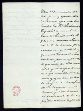 Carta del duque de San Carlos [a Francisco Antonio González] en la que agradece a la Academia su ...