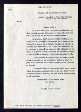 Copia del oficio de Joaquín Ortega Salinas, cónsul, al ministro de Asuntos Exteriores en el que l...