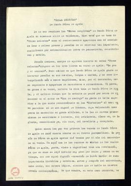 Obras selectas, de Ramón Pérez de Ayala