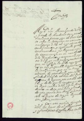 Carta de Gabriel Bermúdez al marqués de Villena sobre las gestiones relativas a la dotación acadé...