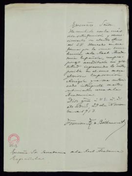 Carta de Francisco F[ernánde]z de Béthencourt al secretario [Emilio Cotarelo] en la que agradece ...