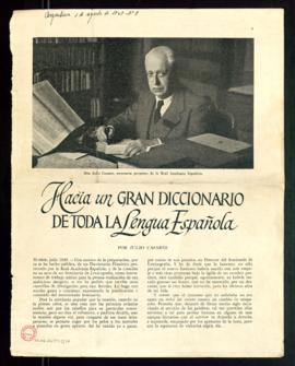 Hacia un gran diccionario de toda la Lengua española, por Julio Casares