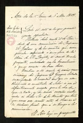 Acta de la Comisión del Quijote del día 5 de marzo de 1868