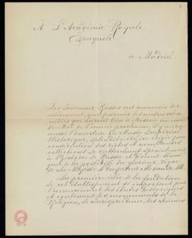 Carta de Stanislas J[oseph] Siennicki en la que anuncia la próxima inauguración del Museo Imperia...