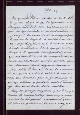 Carta de José Zorrilla a Pedro [Antonio de Alarcón] en la que agradece la crítica que le ha hecho...