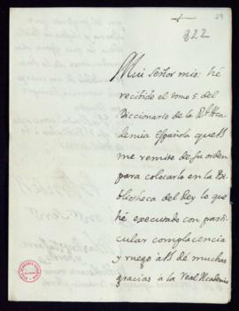 Carta de Blas Antonio Nasarre y Férriz, bibliotecario mayor del rey, a Vincencio Squarzafigo de a...