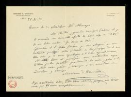 Carta de Mariano D. Berrueta, cronista de la provincia de León, a Melchor Fernández Almagro en la...
