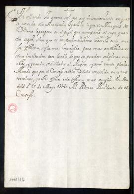 Copia del Real Decreto de 23 de mayo de 1714