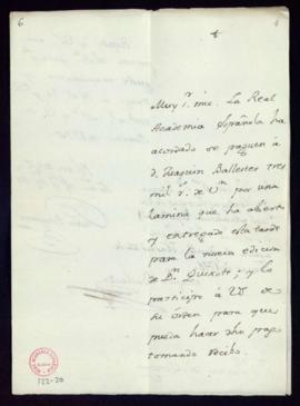 Carta de Juan Trigueros a Gaspar de Montoya sobre el acuerdo de pago a Joaquín Ballester de 3000 ...