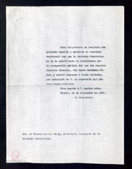Copia sin firma del oficio del secretario a Piedad Larrea Borja, secretaria encargada de la Acade...