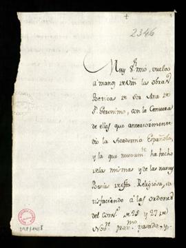 Minuta de la carta [de Francisco Antonio de Angulo] a Ant[oni]o Martínez Salazar con la que remit...