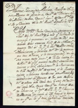 Orden del marqués de Villena del libramiento a favor de Jacinto de Mendoza de 980 reales de velló...