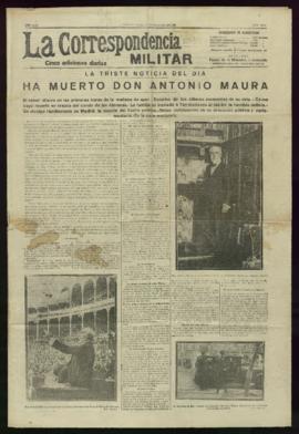 Ejemplar del diario La Correspondencia Militar de 14 de diciembre de 1925, con la noticia del fal...
