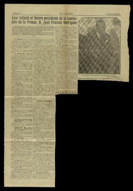 Recorte del diario El Liberal de 14 de julio de 1931, con la noticia del fallecimiento de José Fr...