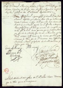 Orden del marqués de Villena de libramiento a favor de Pedro Serrano Varona de 500 reales de vell...