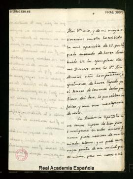 Carta de Vicente [Gutiérrez] de los Ríos a Francisco Antonio de Angulo en la que manifiesta queda...
