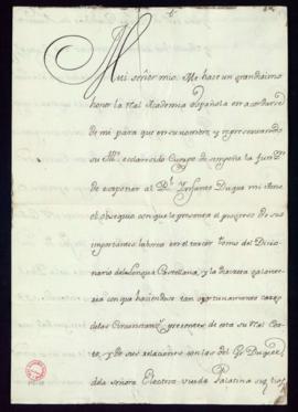 Carta de José de Montealegre a Vincencio Squarzafigo en la que acepta la comisión encargada de pr...